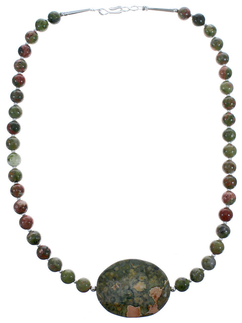 Southwest Unakite Bead Necklace KX121080